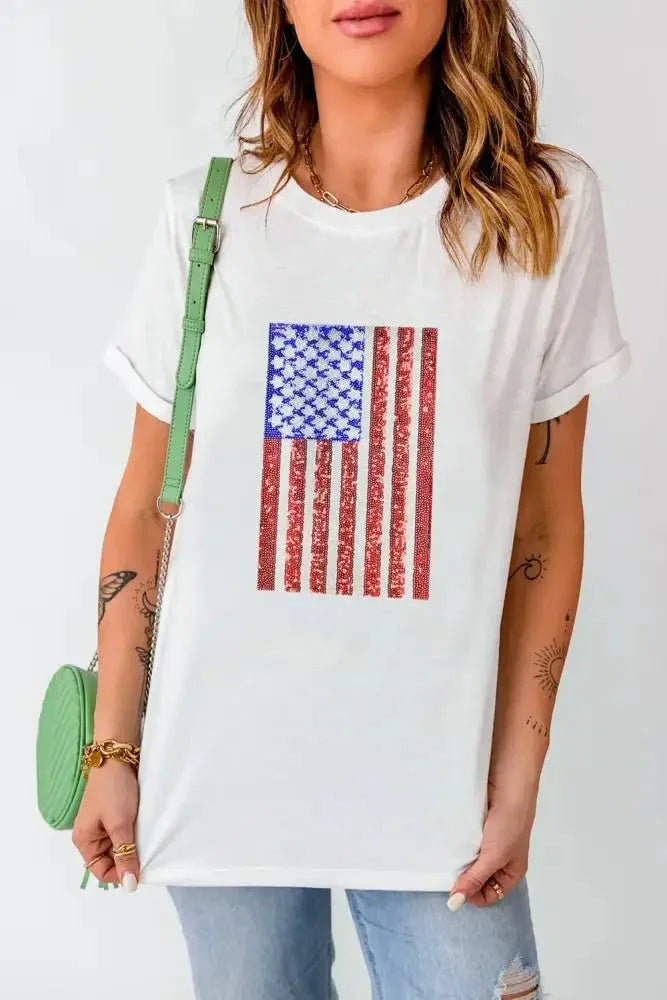 US Flag Round Neck Short Sleeve T-Shirt - Update AvenueHonor the Stars and StripesTrendsi10010076768169210010076768169298819e0b - a06a - 4e0c - 8302 - 33be484f5eef - MaxWhite