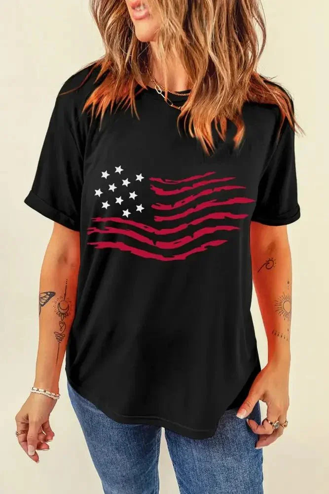 US Flag Round Neck Short Sleeve T-Shirt - Update AvenueHonor the Stars and StripesTrendsi10010092902179010010092902179082ffad75 - 8b10 - 4b6a - b266 - d7197142e040 - MaxBlack