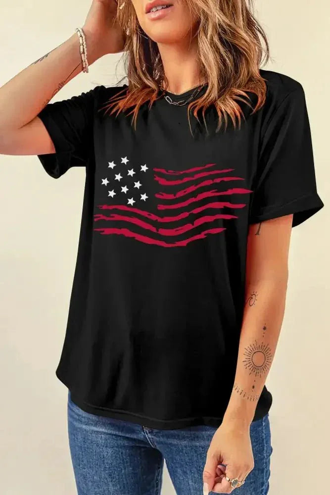 US Flag Round Neck Short Sleeve T-Shirt - Update AvenueHonor the Stars and StripesTrendsi100100929021790100100929021790b8a65b80 - 10fc - 4688 - a863 - ed03293dccf1 - MaxBlack