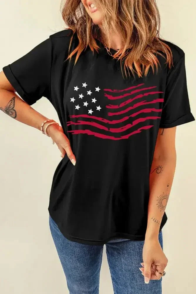 US Flag Round Neck Short Sleeve T-Shirt - Update AvenueHonor the Stars and StripesTrendsi1001009290217901001009290217901e2d531e - c960 - 49f1 - 82f4 - aaeaad097f78 - MaxBlack
