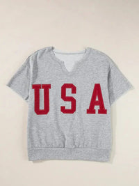 USA Lettering Patch Notched Neck T-Shirt - Update AvenueT-ShirtsTrendsi100100774291626100100774291626a340540f492044fc9087d64b0589cd86 - Max - OriginGray