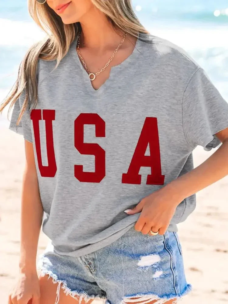 USA Lettering Patch Notched Neck T-Shirt - Update AvenueT-ShirtsTrendsi1001007742916261001007742916263b3e842b - c57e - 4cd4 - 9552 - 84a6de340ec6 - Max - OriginGray