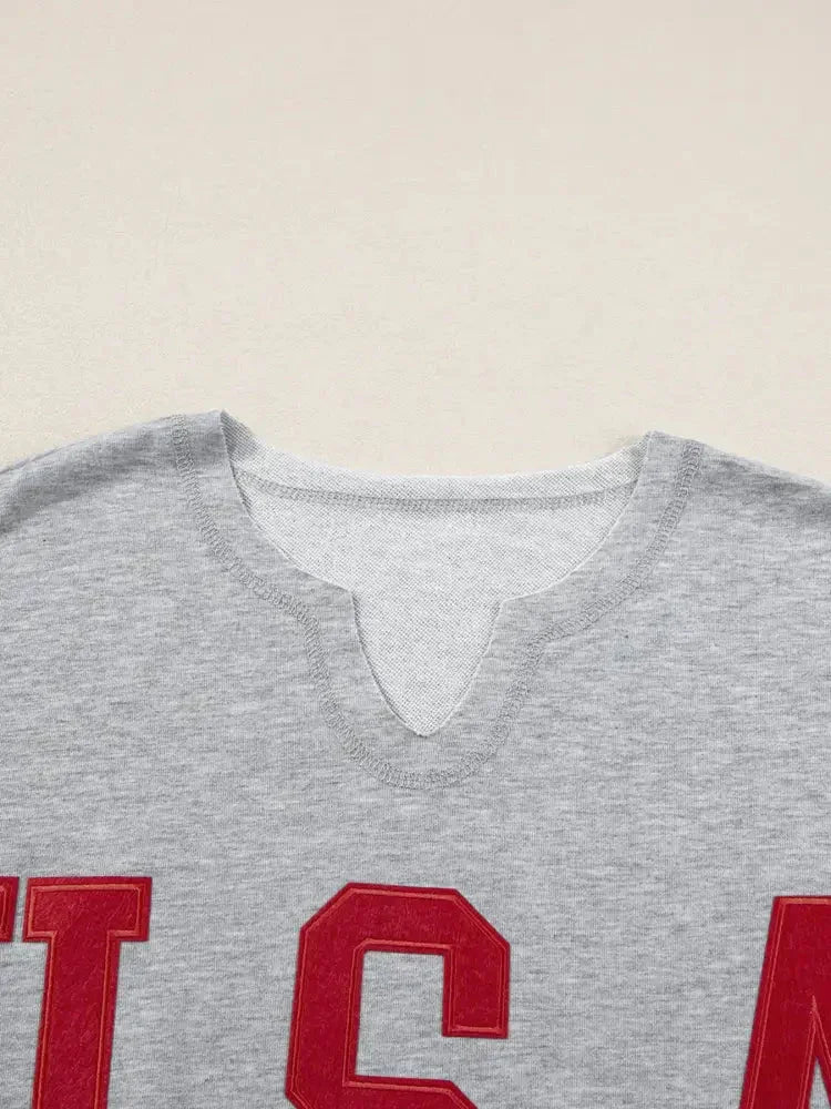 USA Lettering Patch Notched Neck T-Shirt - Update AvenueT-ShirtsTrendsi100100774291626100100774291626524130531635479e886b8e9f7b412488 - Max - OriginGray