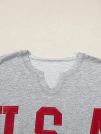 USA Lettering Patch Notched Neck T-Shirt - Update AvenueT-ShirtsTrendsi100100774291626100100774291626524130531635479e886b8e9f7b412488 - Max - OriginGray