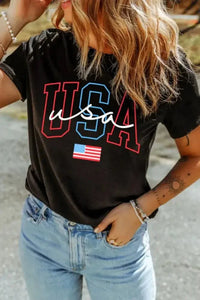 USA Round Neck Short Sleeve T-Shirt - Update AvenueT-ShirtsTrendsi100100833061590100100833061590f1aa17c0 - c556 - 4903 - a7f1 - a4c07928804f - Max - OriginBlack