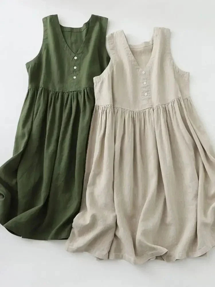 V - Neck Button Detail Sleeveless Midi Dress - Update AvenueTrendsi1001004973418351001004973418357a1f122e - e0fb - 4ae5 - aa4c - 0c8da552fd2a - Max - OriginArmy Green