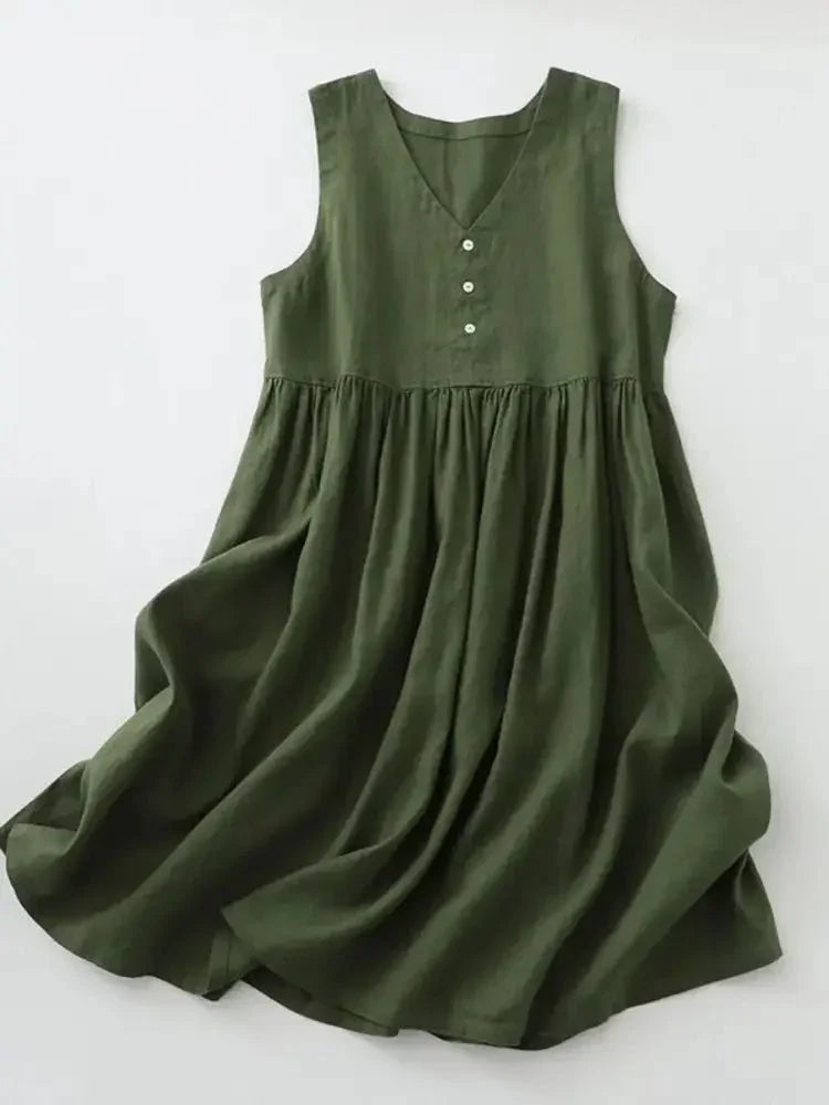 V - Neck Button Detail Sleeveless Midi Dress - Update AvenueTrendsi100100497341835100100497341835bf09418d - 4166 - 4c2c - b641 - 83d5187facb9 - Max - OriginArmy Green