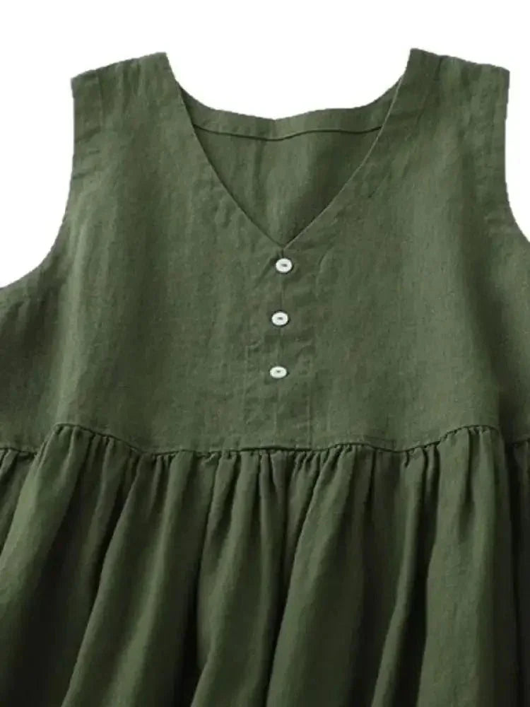 V - Neck Button Detail Sleeveless Midi Dress - Update AvenueTrendsi100100497341835100100497341835ca3156d8 - 2c0b - 4d8c - aabb - 5e89e76a2cd5 - Max - OriginArmy Green