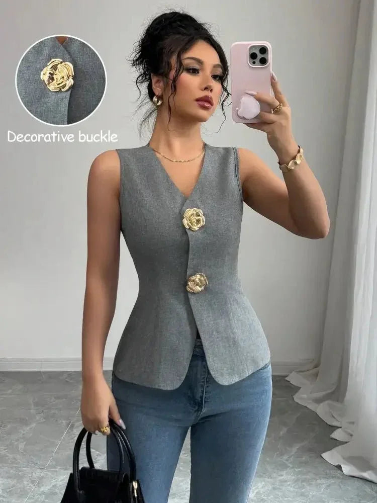 V - Neck Button Detail Tank Top - Update AvenueTrendsi1001008921659381001008921659389e449103 - d436 - 42dc - 85bd - 936ee74551d2 - Max - OriginDark Gray