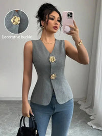 V - Neck Button Detail Tank Top - Update AvenueTrendsi1001008921659381001008921659389e449103 - d436 - 42dc - 85bd - 936ee74551d2 - Max - OriginDark Gray
