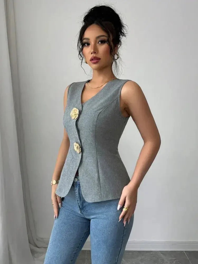V - Neck Button Detail Tank Top - Update AvenueTrendsi1001008921659381001008921659385806b6f9 - dc60 - 48db - 94a3 - 85e185f6b0d6 - Max - OriginDark Gray