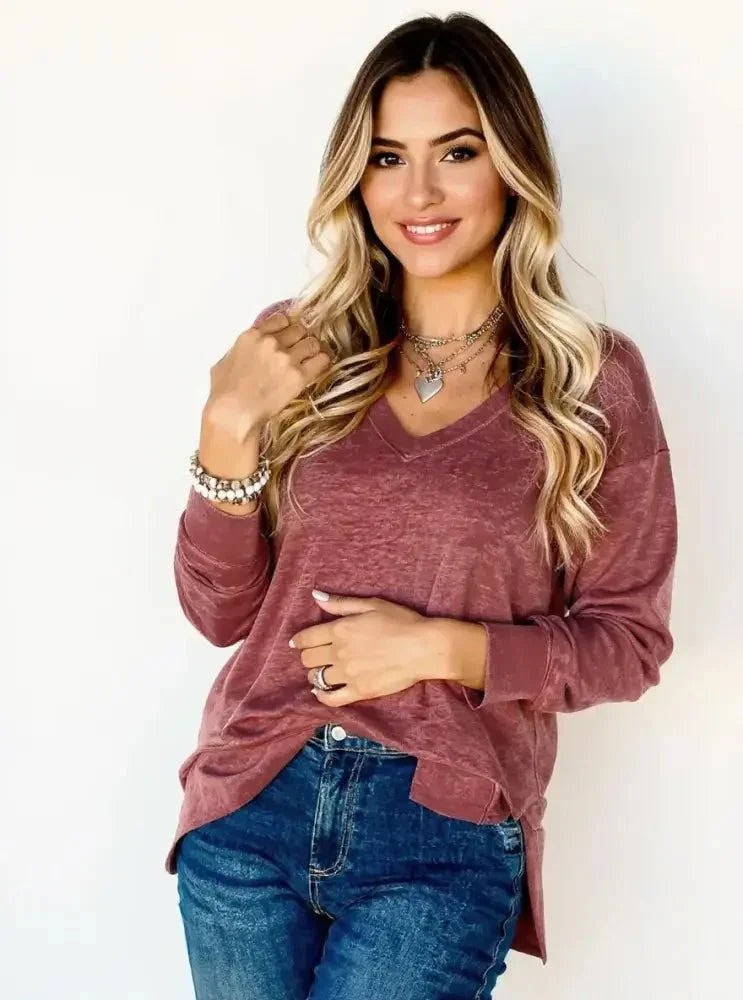 V - Neck Casual Long Sleeve T-Shirt - Update AvenueT-ShirtsTrendsi1001007299918211001007299918210ba585ca - 7855 - 455c - a417 - cd397cbf4a81 - Max - OriginDusty Pink