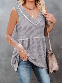 V - Neck Contrast Trim Waffle Knit Tank Top - Update AvenueTanks & CamisTrendsi1001008946908021001008946908026a98339c - 3e67 - 4060 - 95d3 - c60c90c8bb08 - Max - OriginGrey