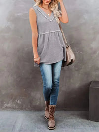 V - Neck Contrast Trim Waffle Knit Tank Top - Update AvenueTanks & CamisTrendsi10010089469080210010089469080224095311 - da1d - 49d2 - b014 - ecbc7f5415b4 - Max - OriginGrey