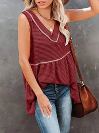 V - Neck Contrast Trim Waffle Knit Tank Top - Update AvenueTanks & CamisTrendsi100100894693881100100894693881ce57d97b - 9323 - 4b62 - aa21 - f47530801774 - Max - OriginBurgundy