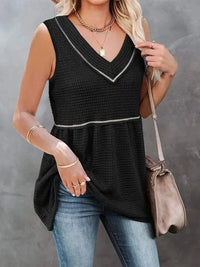 V - Neck Contrast Trim Waffle Knit Tank Top - Update AvenueTanks & CamisTrendsi100100894694182100100894694182f8c00cdd - fab8 - 41e0 - 8bca - bfacaa354f35 - Max - OriginBlack