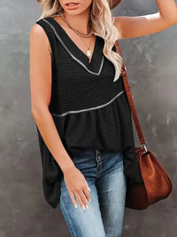 V - Neck Contrast Trim Waffle Knit Tank Top - Update AvenueTanks & CamisTrendsi100100894694182100100894694182f1ff67df - bac9 - 4eb4 - 8b6b - b6139d9421e8 - Max - OriginBlack