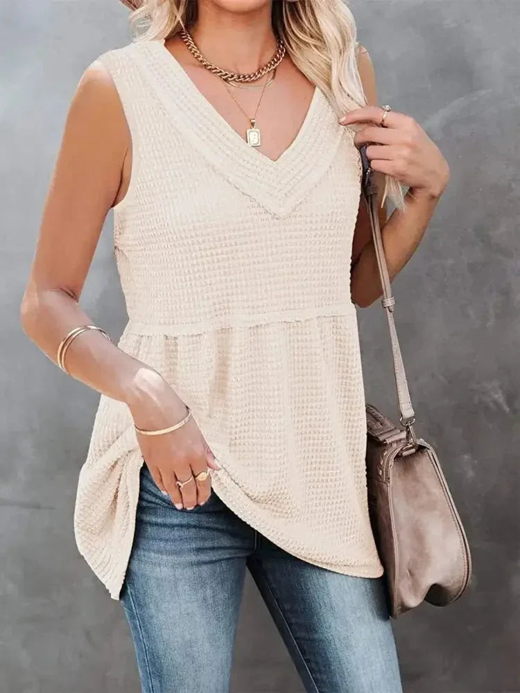 V - Neck Contrast Trim Waffle Knit Tank Top - Update AvenueTanks & CamisTrendsi1001008946970271001008946970272bf81f56 - 50d8 - 40c4 - 87a7 - 017fe0fcc2f7 - Max - OriginEggshell