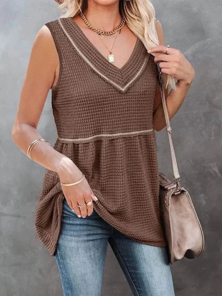V - Neck Contrast Trim Waffle Knit Tank Top - Update AvenueTanks & CamisTrendsi1001008946972961001008946972965f0a1f20 - e234 - 4a62 - b787 - 612a9bf9a1d3 - Max - OriginGreen