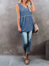 V - Neck Contrast Trim Waffle Knit Tank Top - Update AvenueTanks & CamisTrendsi100100894699800100100894699800e39230a7 - 518e - 4eab - a84b - d35f7f07b07c - Max - OriginBlue