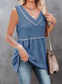 V - Neck Contrast Trim Waffle Knit Tank Top - Update AvenueTanks & CamisTrendsi100100894699800100100894699800527a34d8 - 1be4 - 4ed6 - a0c6 - d5e0425f347d - Max - OriginBlue