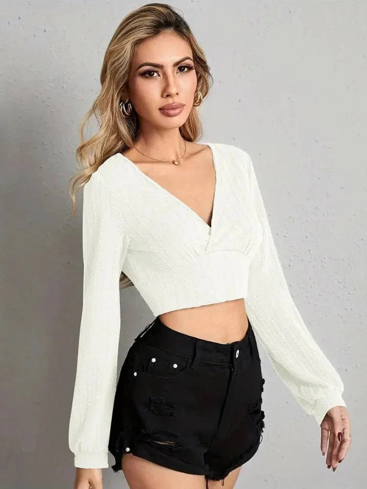 V Neck Crop Top - Update AvenueTrendsi1001010440593421001010440593420ade7e5da4d2423798ce640a06088353 - MaxLight Gray