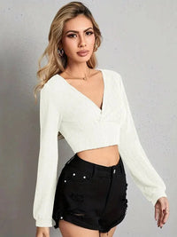 V Neck Crop Top - Update AvenueTrendsi1001010440593421001010440593420ade7e5da4d2423798ce640a06088353 - MaxLight Gray