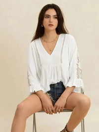 V - Neck Lace Flounce Sleeve Top - Update AvenueT-ShirtsTrendsi1001000629416491001000629416491eadf1e0 - 2217 - 4496 - 85e9 - 25fc74a1bd84 - Max - OriginWhite
