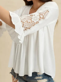 V - Neck Lace Flounce Sleeve Top - Update AvenueT-ShirtsTrendsi100100062941649100100062941649bcc0f174 - f27e - 48da - bb9a - b8cad98f4228 - Max - OriginWhite