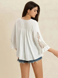 V - Neck Lace Flounce Sleeve Top - Update AvenueT-ShirtsTrendsi100100062941649100100062941649f55c1fe0 - 5b4f - 4c5e - bfaa - e84714a5ae9b - Max - OriginWhite