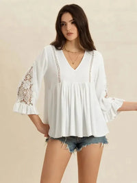 V - Neck Lace Flounce Sleeve Top - Update AvenueT-ShirtsTrendsi1001000629416491001000629416492b31b64e - 4a69 - 43ee - a1c5 - 08eb52410018 - Max - OriginWhite
