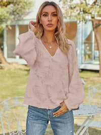 V - Neck Long Sleeve Blouse - Update AvenueTrendsi100101049702101100101049702101542f47360cae40e88d362cc49f8c502f - MaxBlush Pink
