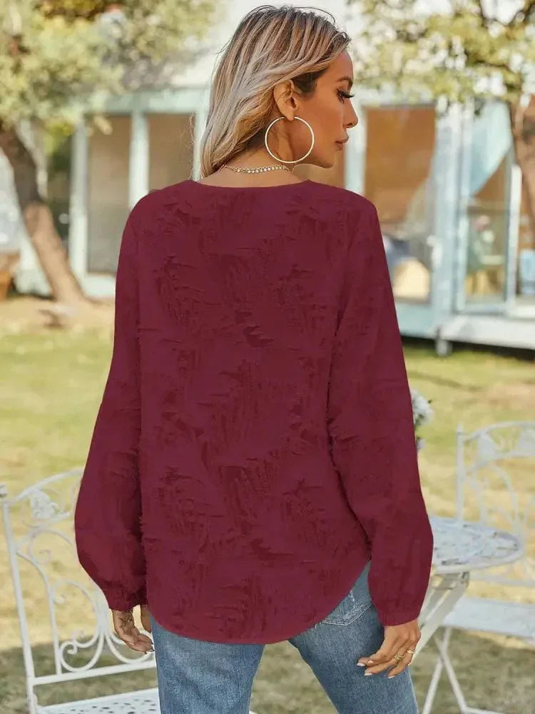 V - Neck Long Sleeve Blouse - Update AvenueTrendsi100101049704268100101049704268b6c11b48debb44f89df8e0dec6a5a6ff - MaxBurgundy