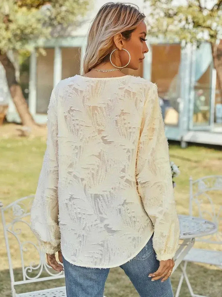 V - Neck Long Sleeve Blouse - Update AvenueTrendsi10010104970823310010104970823335b74448fe4d4ebda0f705f6cc6f0f83 - MaxCream