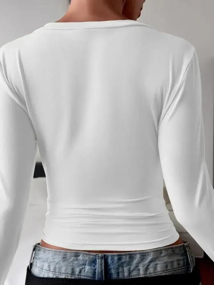 V - Neck Long Sleeve Fitted T-Shirt - Update AvenueT-ShirtsTrendsi100100342865308100100342865308359d5f42 - 488e - 4b69 - 9315 - a5fd84a2d6ea - Max - OriginWhite