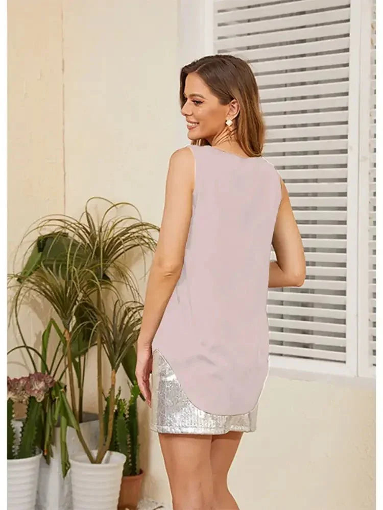 V - neck Pleated Front Sleeveless Cami Top - Update AvenueTrendsi100100818703041100100818703041df637e49c3e14b0cb35d3c4d4f4ff0fd - Max - OriginPink