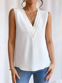 V - Neck Pleated Sleeveless Cami Tank Top - Update AvenueTanks & CamisTrendsi10010056314163710010056314163794035b05 - e986 - 4c87 - ab1a - 1b2642512292 - Max - OriginWhite