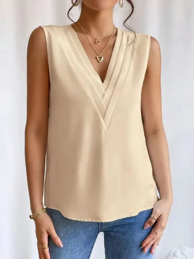 V - Neck Pleated Sleeveless Cami Tank Top - Update AvenueTanks & CamisTrendsi10010056314169710010056314169764633291 - ea93 - 43f1 - af00 - e15facedb326 - Max - OriginTan