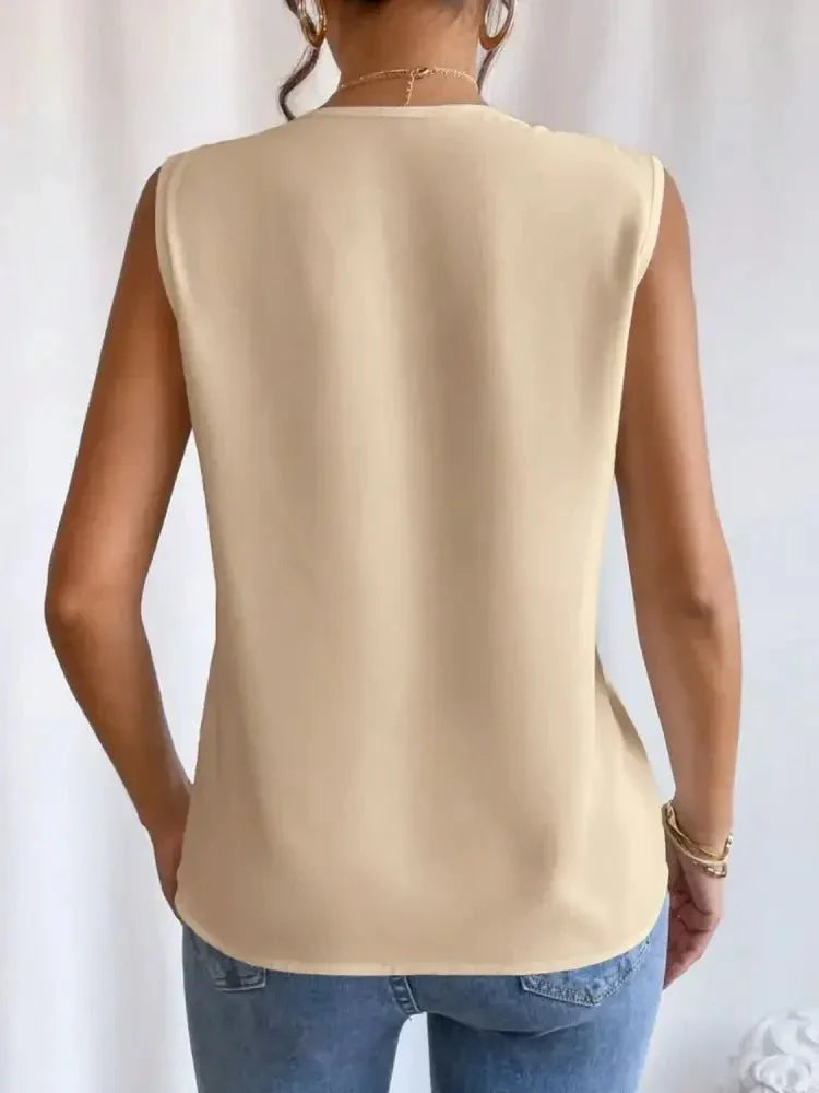 V - Neck Pleated Sleeveless Cami Tank Top - Update AvenueTanks & CamisTrendsi100100563141697100100563141697236aa787 - 6495 - 47b5 - aebe - d7aed8eafe46 - Max - OriginTan