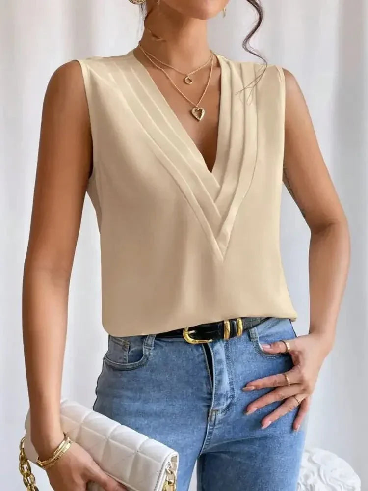 V - Neck Pleated Sleeveless Cami Tank Top - Update AvenueTanks & CamisTrendsi1001005631416971001005631416975d6fc0e1 - ec01 - 4d6e - a425 - bf1358d0f5c8 - Max - OriginTan