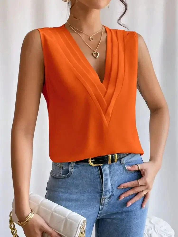 V - Neck Pleated Sleeveless Cami Tank Top - Update AvenueTanks & CamisTrendsi100100563142149100100563142149d8043ffc - be2c - 4b50 - 9628 - f01fff155441 - Max - OriginOrange