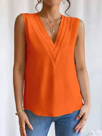 V - Neck Pleated Sleeveless Cami Tank Top - Update AvenueTanks & CamisTrendsi1001005631421491001005631421499f94a207 - 9040 - 452e - 84be - 447c4cc54408 - Max - OriginOrange