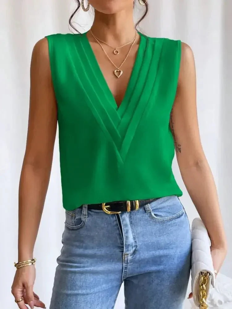 V - Neck Pleated Sleeveless Cami Tank Top - Update AvenueTanks & CamisTrendsi10010056314602110010056314602124fb2247 - b4a0 - 4452 - b028 - 01b0af2847f4 - Max - OriginGreen