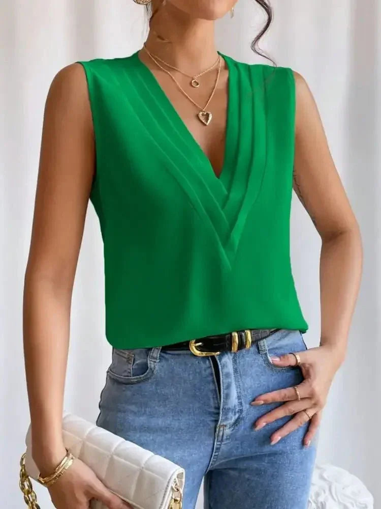 V - Neck Pleated Sleeveless Cami Tank Top - Update AvenueTanks & CamisTrendsi100100563146021100100563146021b07d1048 - 603a - 4a4e - 8281 - 2b87c7cdc266 - Max - OriginGreen