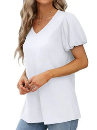 V - Neck Puff Sleeve Casual T-Shirt - Update AvenueT-ShirtsTrendsi1001008209221531001008209221531f24c8ddd01e47e7aee5f2427c7846c1 - Max - OriginWhite