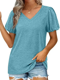 V - Neck Puff Sleeve Casual T-Shirt - Update AvenueT-ShirtsTrendsi100100820924687100100820924687ca8e4d29006d485bb1394fa49c3c6a66 - Max - OriginLake Blue