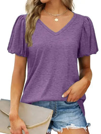 V - Neck Puff Sleeve Casual T-Shirt - Update AvenueT-ShirtsTrendsi1001008209246871001008209246874689024ba05d48d59d3d5d4126d1e88b - Max - OriginLake Blue