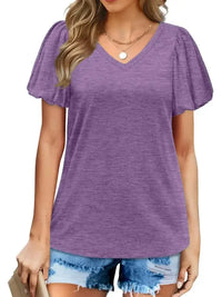 V - Neck Puff Sleeve Casual T-Shirt - Update AvenueT-ShirtsTrendsi100100820924687100100820924687e5903a4ac4f2445797b7a37a15d4f1ab - Max - OriginLake Blue