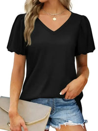 V - Neck Puff Sleeve Casual T-Shirt - Update AvenueT-ShirtsTrendsi100100820925893100100820925893d6ae580d5ecd45fe9bba4935916432c6 - Max - OriginBlack