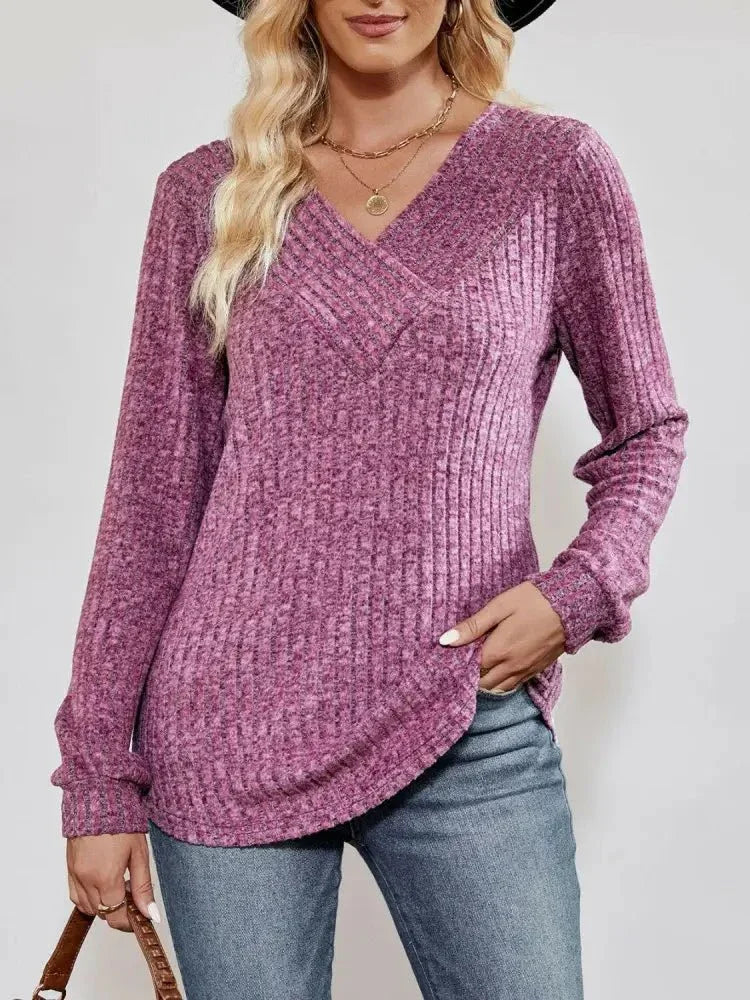 V - Neck Ribbed Long Sleeve Top - Update AvenueTrendsi10010171670448010010171670448023c0ec6efd894908b82529b0794a440c - MaxLilac